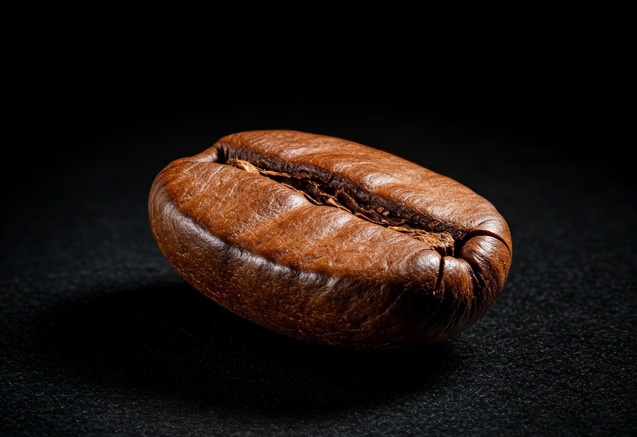 Extreme close up of a coffee bean